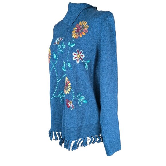 Vintage Women's Small/Petite Alfred Dunner Embroidered Floral Turtleneck Sweater - Picture 3 of 14